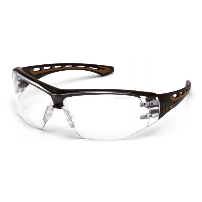 Carhartt Easley CHB810ST Safety Glasses - Clear Anti-Fog Lens - Black / Brown Frame 