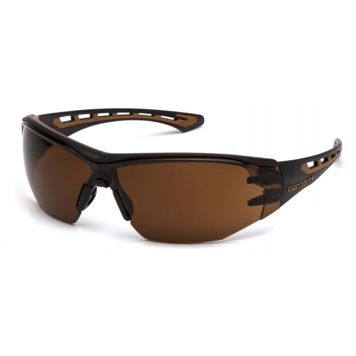 Carhartt Easley CHB818ST Safety Glasses - Sandstone Bronze Anti-Fog Lens - Black / Brown Frame 