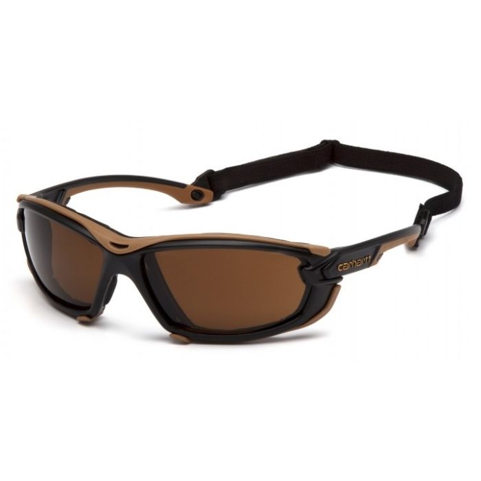Carhartt Toccoa CHB1018DTMP Safety Glasses - Black and Tan Frame - Sandstone Bronze H2MAX Anti-Fog Lens