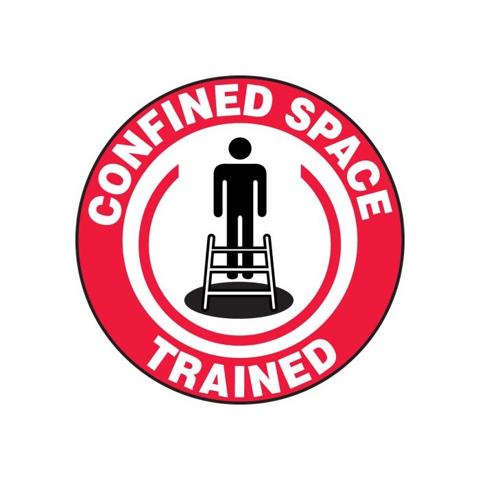 Confined Space Trained Hard Hat Sticker, 2-1/4", 10/Pk