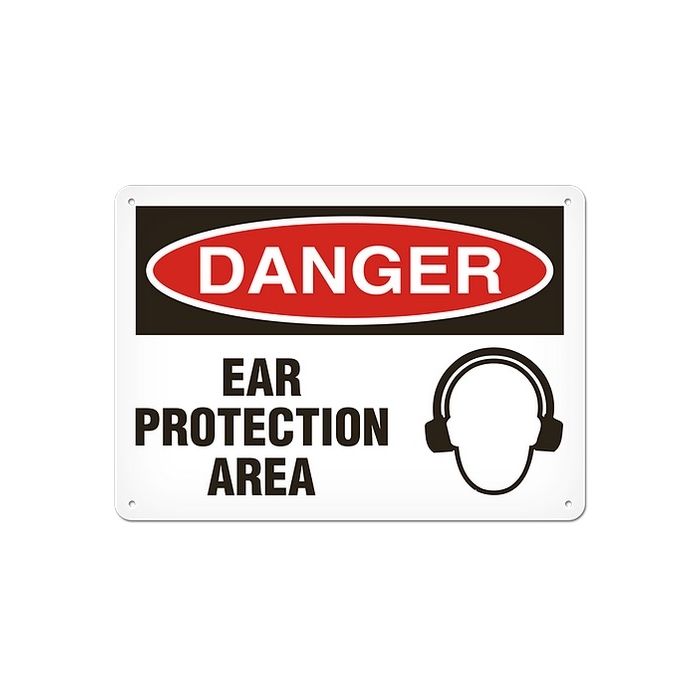 DANGER - EAR PROTECTION AREA - Plastic Sign - 10" X 14"