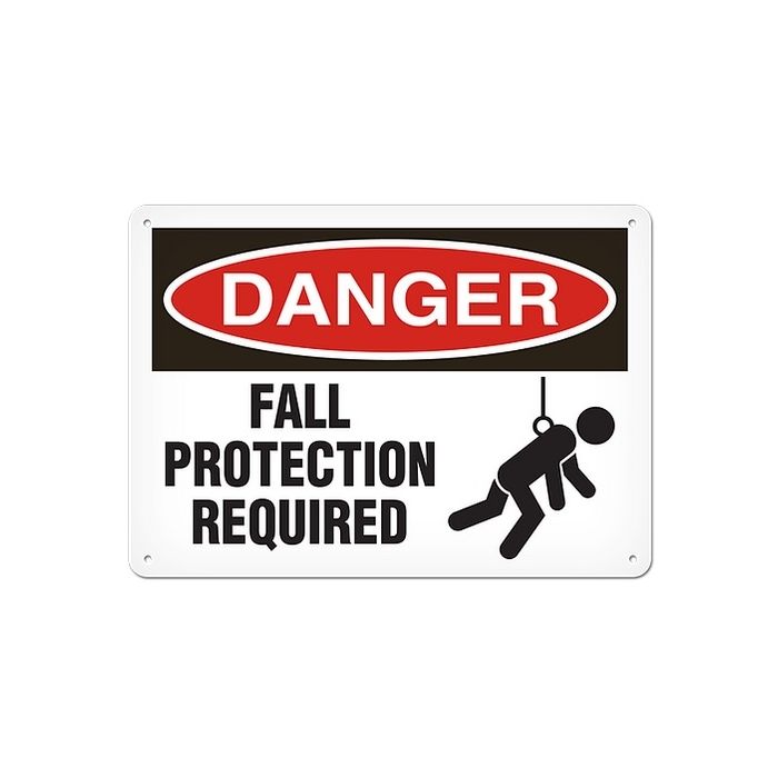 DANGER - FALL PROTECTION REQUIRED - Plastic Sign - 10" X 14"