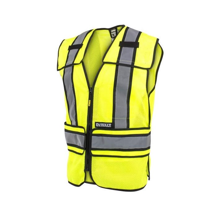 DEWALT DSV421 Class 2 Adjustable Breakaway Mesh Safety Vest Hi Vis Lime / Yellow