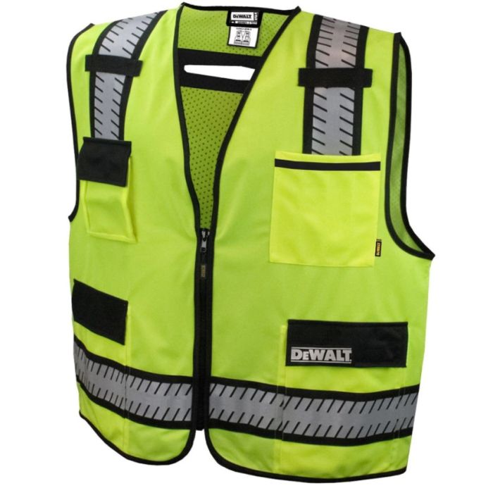 DEWALT DSV621 Class 2 Standard Surveyor Safety Vest Hi Vis Lime / Yellow