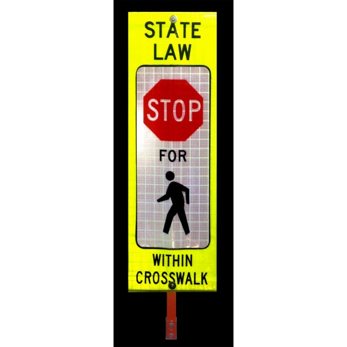Dicke SBL1236D-S Double Sided Reflective Pedestrian Crosswalk Sign - 12"x 36" - Lime with White