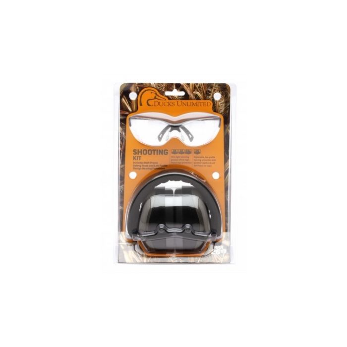 Ducks Unlimited Shooting Eyewear Kit, PM8010 Earmuff with Venture 3, Black Frame,  Clear Lens