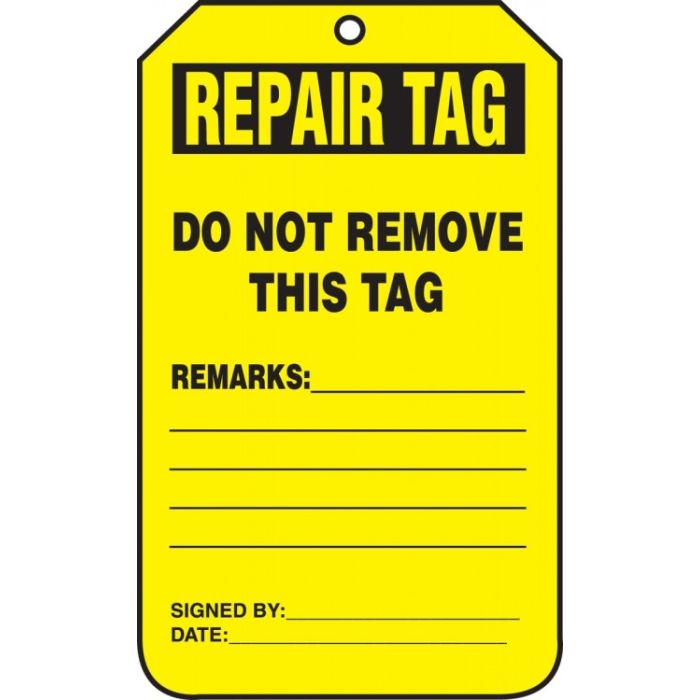 Equipment Status Safety Tag: Repair Tag - 25 / Pack