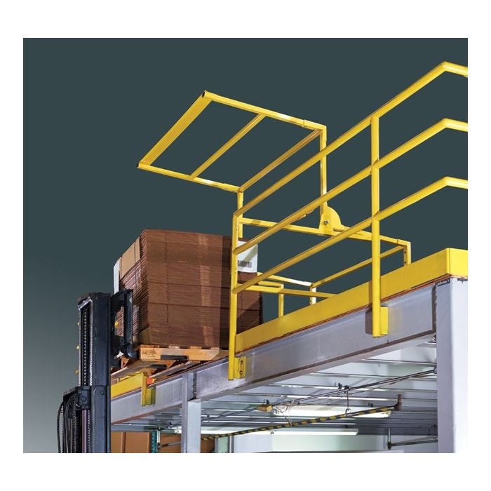 Fabenco MZ14-64PC Pivoting Mezzanine Safety Gate - Carbon Steel with Safety Yellow Powder Coat - Fits 64" Opening
