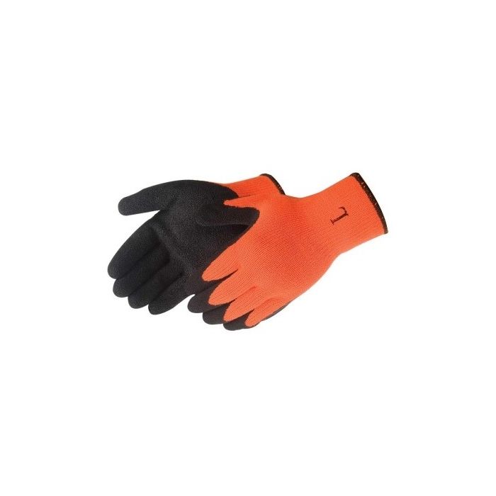 Liberty 4729HO A-Grip Textured Black Latex Coated Gloves - 10 Gauge - Hi Vis Orange - Dozen