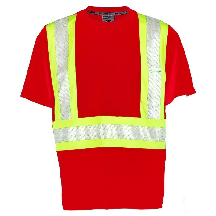 ML Kishigo B203 Enhanced Visibility Contrast T-Shirts - Red-2X