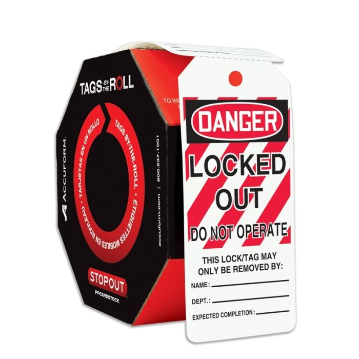 OSHA Danger Tags By-The-Roll: Locked Out Do Not Operate, 100/Roll