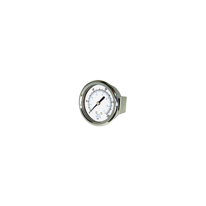 PIC Gauge 103D-208, 2" Dial, Dry, 1/8" Center Back Mount w/ U-Clamp Conn., Chrome Plated Steel Case and Bezel, Brass Internals 
