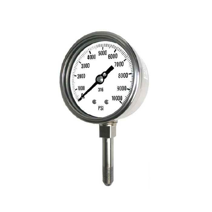 PIC Gauge 4001-9L, High Pressure, Heavy Duty, 4" Dial, 9/16-18 MP Male, Lower Mount Conn., Stainless Steel Case, 316 Stainless Steel Internals