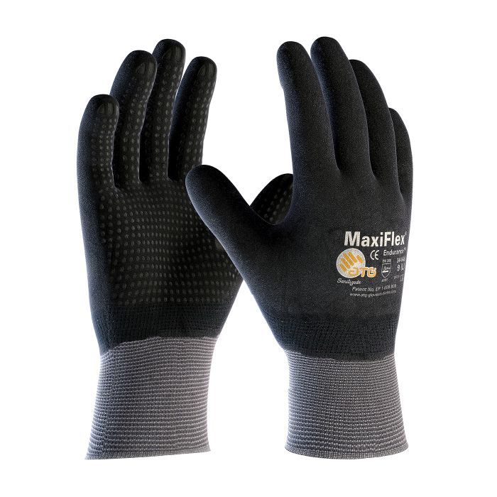 PIP 34-846 Maxiflex Endurance Seamless Knit Nylon Glove with Nitrile Coated MicroFoam Grip on Full Hand - Micro Dot Palm, 12 Pairs