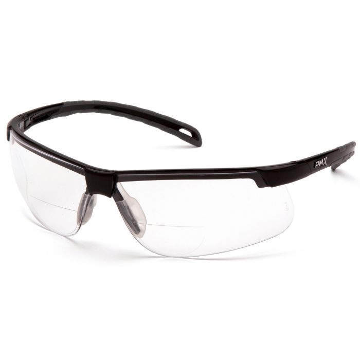 Pyramex Ever-Lite SB8610R20TM Reader Safety Glasses - Black Frame - Clear H2MAX Anti-Fog +2.0 Reader Lens