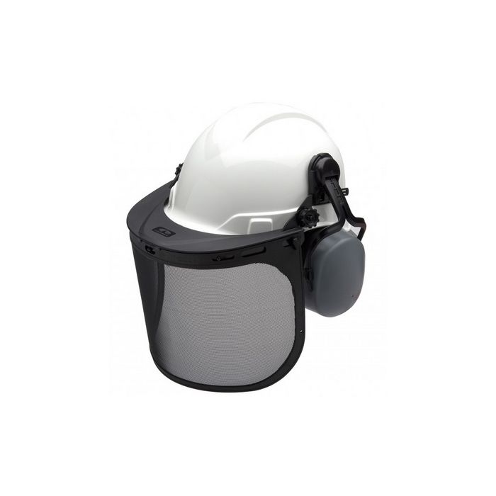Pyramex FORKIT10 Forestry Kit - White Ridgeline Cap Style Hard Hat with Face Shield and Ear Muffs 