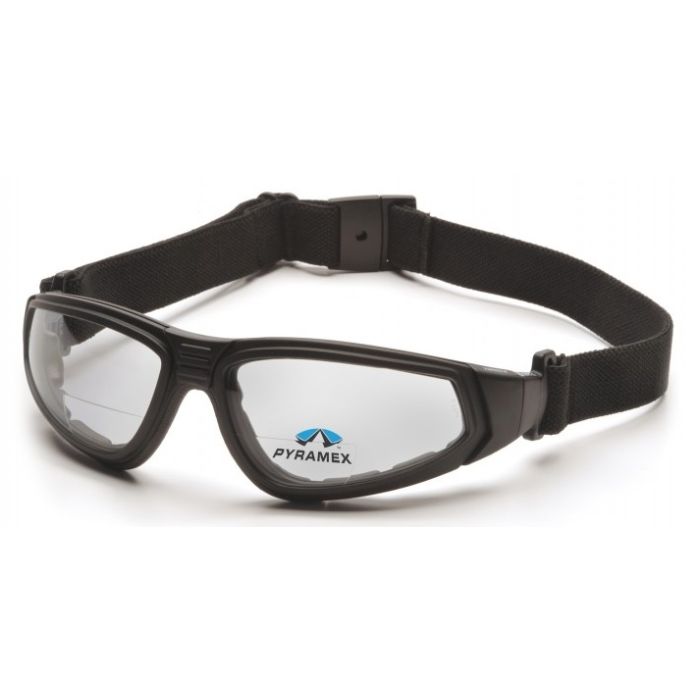 Pyramex GB4010STR20 XSG Reader Safety Glasses - Clear Bifocal +2.0 H2X Anti-Fog Reader Lens with Black Strap/Temples 