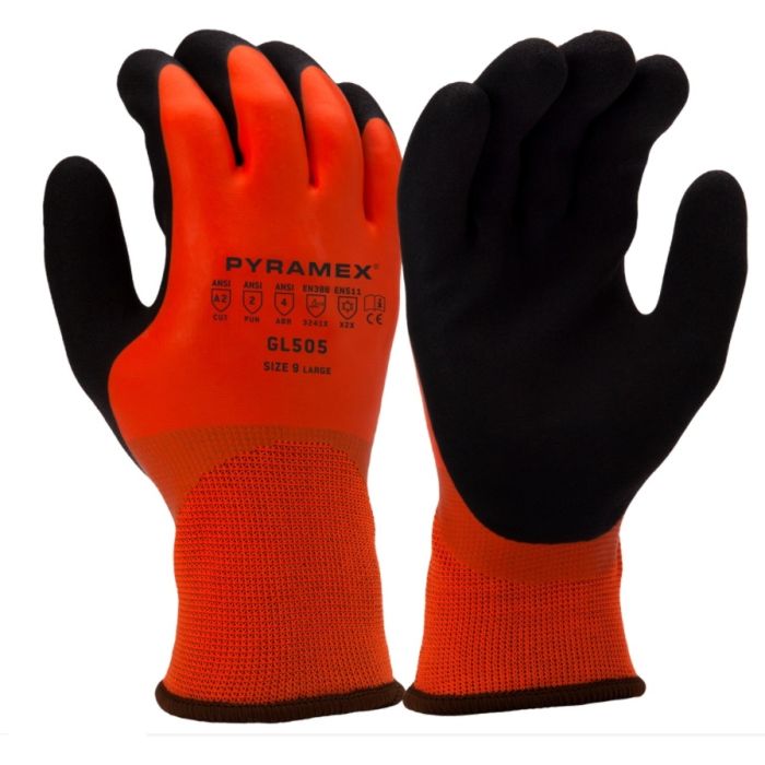 Pyramex GL505 Sandy Latex Insulated ANSI A2 Cut Resistant Work Gloves - Pair
