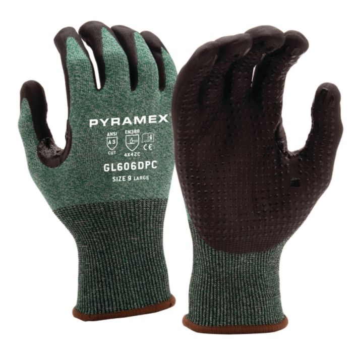 Pyramex GL606DPC ANSI A3 Cut Resistant Micro-Foam Nitrile Gloves w/ Dotted Palms - Pair