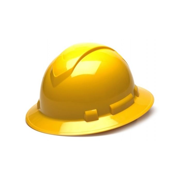 Pyramex HP54130 Ridgeline Hard Hat - Full Brim - 4Pt Ratchet Suspension - Yellow