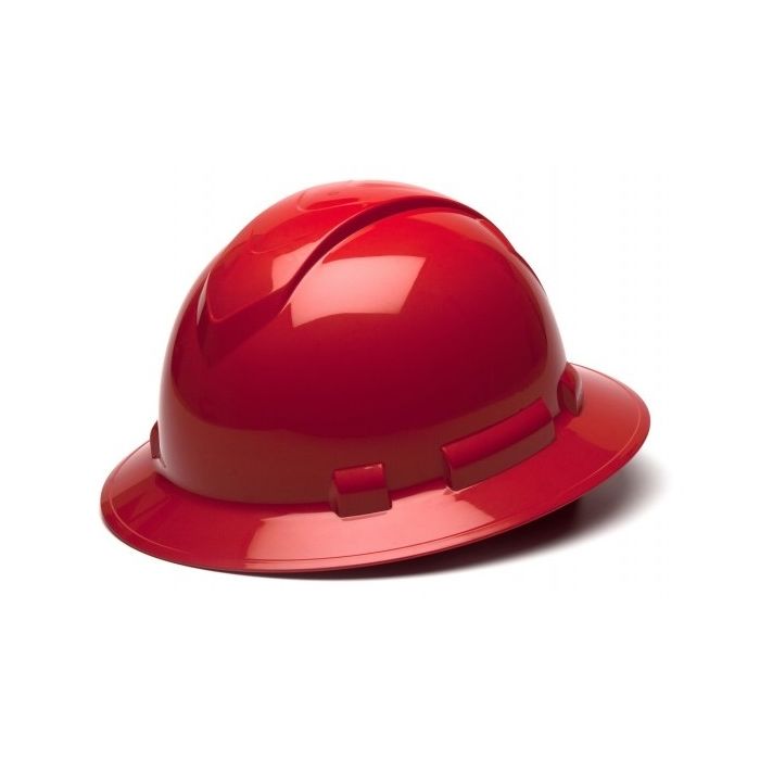 Pyramex HP56120 Ridgeline Hard Hat - Full Brim - 6Pt Ratchet Suspension - Red