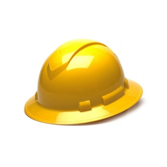 Pyramex HP56130 Ridgeline Hard Hat - Full Brim - 6Pt Ratchet Suspension - Yellow