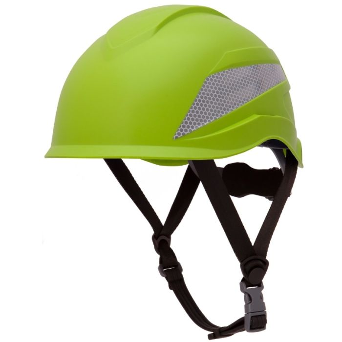 Pyramex HP76131 Ridgeline XR7 Type I Safety Helmet - 6 Pt. Ratchet - Integrated Chin Strap - Hi-Vis Lime