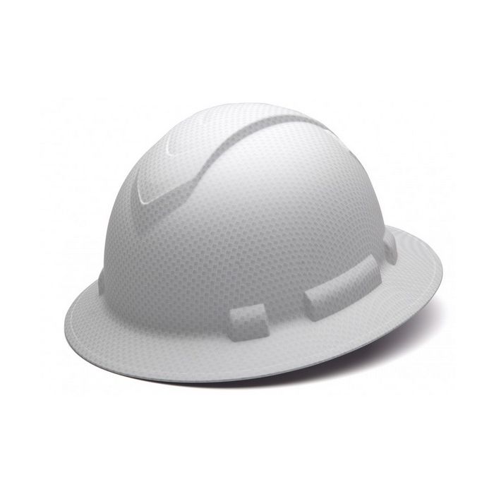Pyramex Ridgeline HP54116 White Graphite Pattern Hard Hat - Full Brim - 4Pt Ratchet Suspension