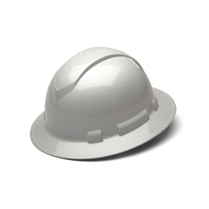 Pyramex Ridgeline HP54116S Shiny White Graphite Pattern Hard Hat - Full Brim - 4-Point Standard Ratchet 