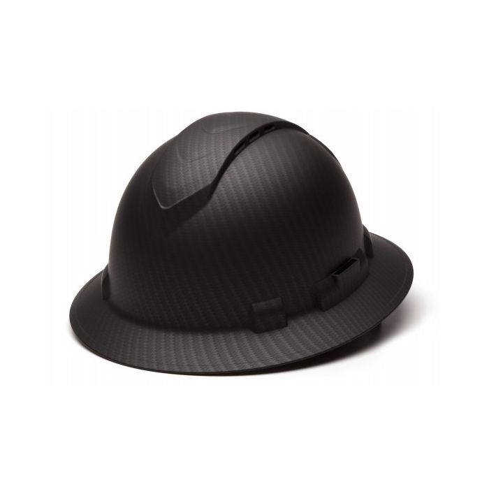 Pyramex Ridgeline HP54117V Black Graphite Pattern Vented Hard Hat - Full Brim - 4Pt Ratchet Suspension 
