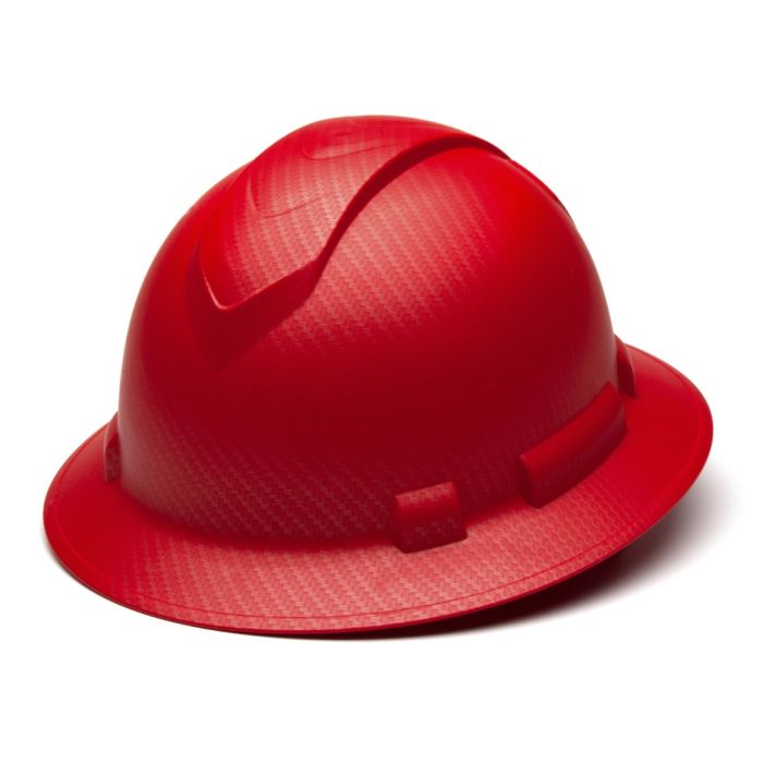 Pyramex Ridgeline HP54121 Red Graphite Pattern Hard Hat - Full Brim - 4Pt Ratchet Suspension