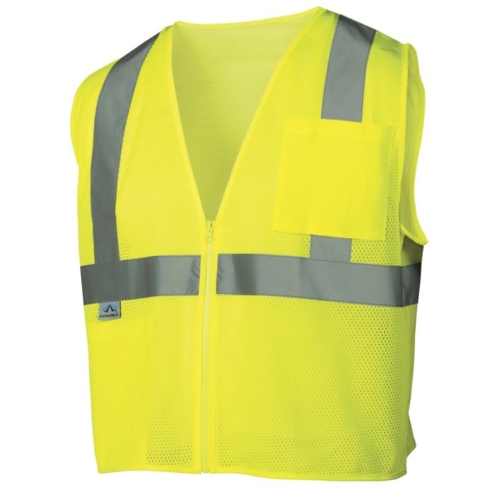 Pyramex RVZ2110SE Hi Vis Yellow Safety Vest - Non-FR Self Extinguishing - Type R - Class 2