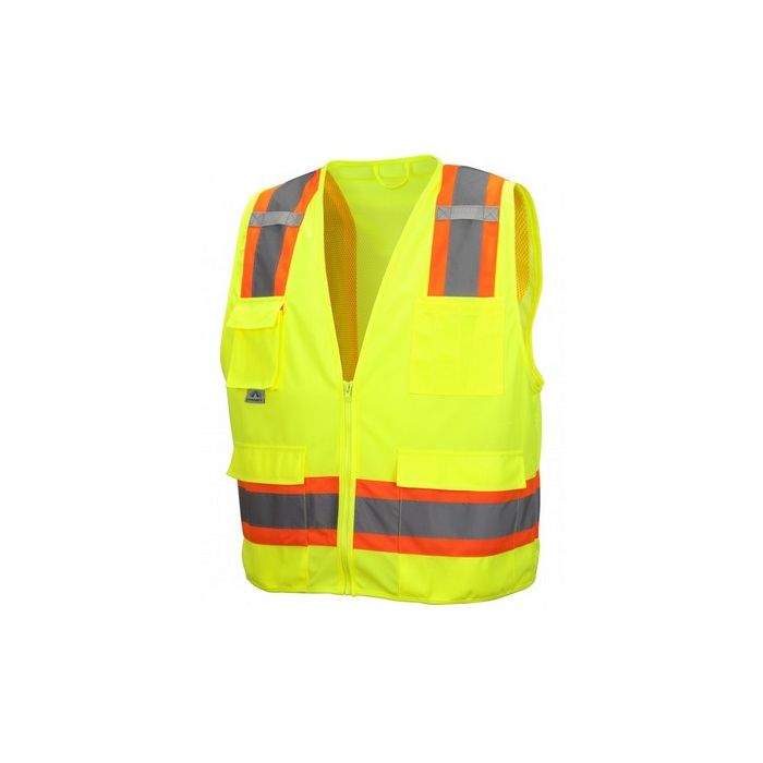 Pyramex RVZ2410SE Hi Vis Yellow Surveyor Safety Vest - Non-FR Self Extinguishing - Type R - Class 2