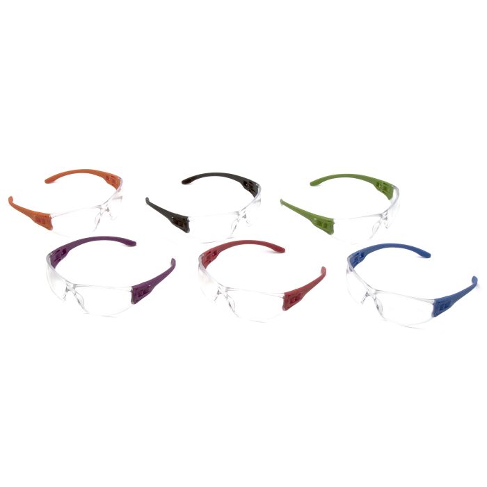 Pyramex S9510SMP Trulock Safety Glasses - Multi-Colored Temples - Clear Lens - Multi Pack 12 Pairs