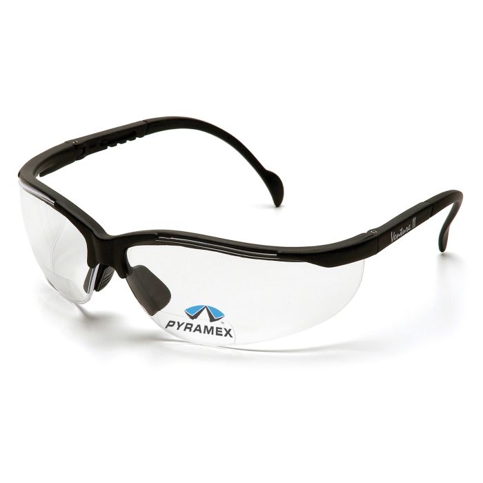 Pyramex SB1810R30 Venture II Readers Safety Glasses - Black Frame - Clear Lens Bifocal, +3.0 Mag