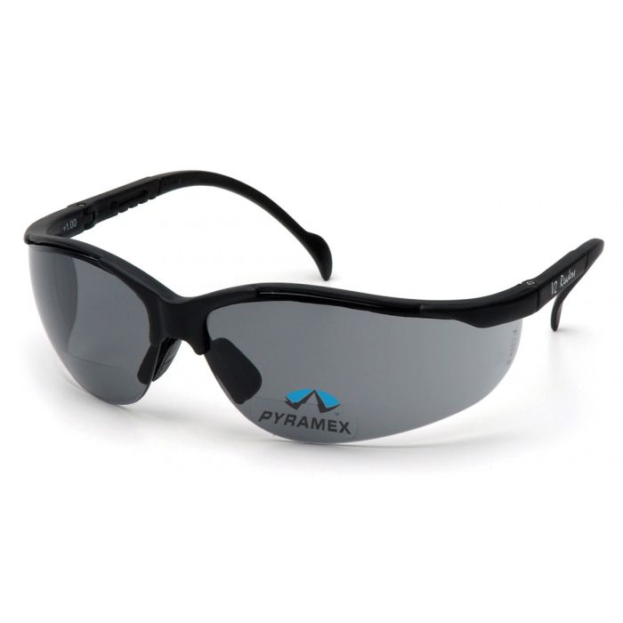 Pyramex SB1820R15 Venture II Reader Safety Glasses - Black Frame - Gray Lens Bifocal, +1.5 Mag