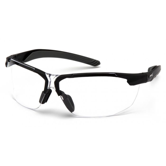 Pyramex SB9210ST Flex-Zone Safety Glasses - Black Frame - Clear Anti-Fog Lens - (CLOSEOUT)