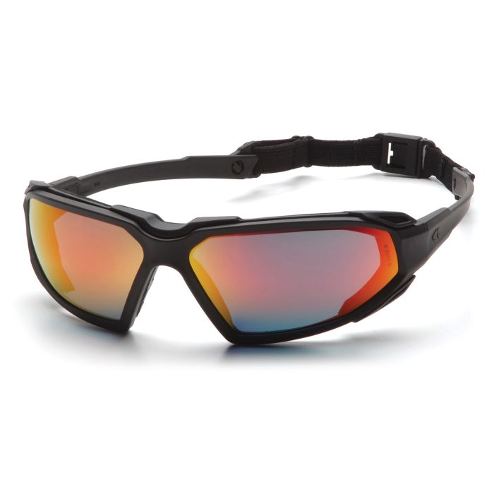 Pyramex SBB5055DT Highlander Safety Glasses - Black Frame - Sky Red Mirror Anti-Fog Lens (CLOSEOUT)