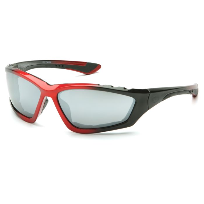 Pyramex SBR8770DP Accurist Safety Glasses - Black / Red Frame - Silver Mirror Lens (CLOSEOUT)