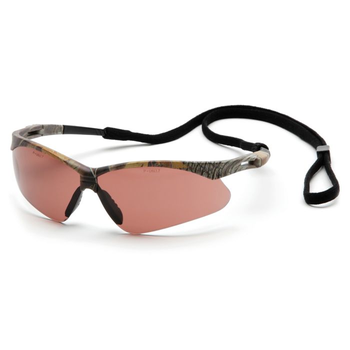 Pyramex SCM6318STP PMXTREME Safety Glasses - Camo Frame - Sandstone Bronze Anti-Fog Lens with Cord