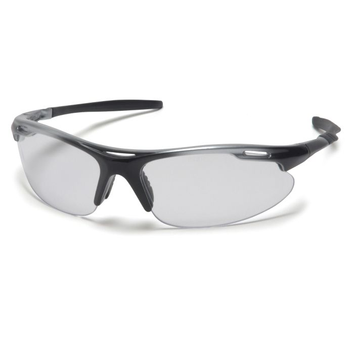 Pyramex SSB4510D Avanté Safety Glasses - Silver / Black Frame - Clear Lens - (CLOSEOUT)