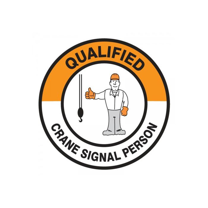 Qualified Crane Signal Person Hard Hat Sticker, 2-1/4", 10/Pk