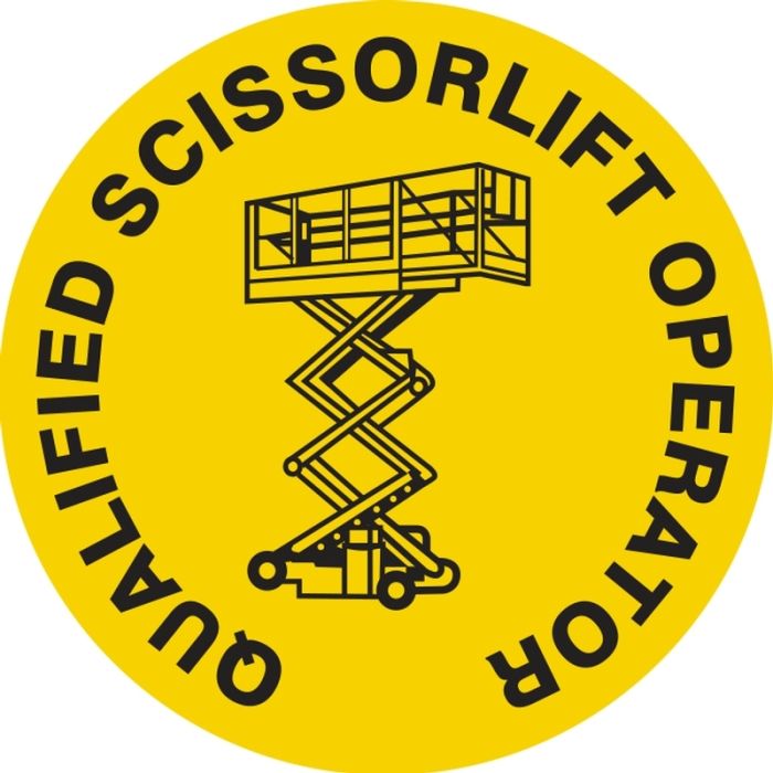 Qualified Scissorlift Operator Hard Hat Sticker, 2-1/4", 10/Pk