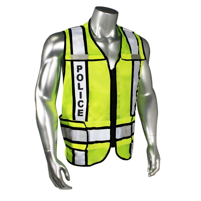 Radians LHV-207-3G-BLK-POL POLICE Safety Vest - 5 Pt Breakaway-M-XL