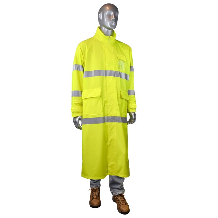 Radians RW07 Hi Vis Yellow PVC / Poly Rain Coat - Class 3 - XL - (CLOSEOUT)