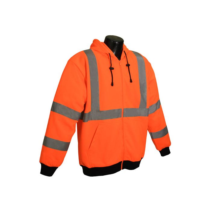 Radians SJ01-3ZOS Hi Vis Orange Safety Sweatshirt with Hood - Type R - Class 3 - Large - (CLOSEOUT)