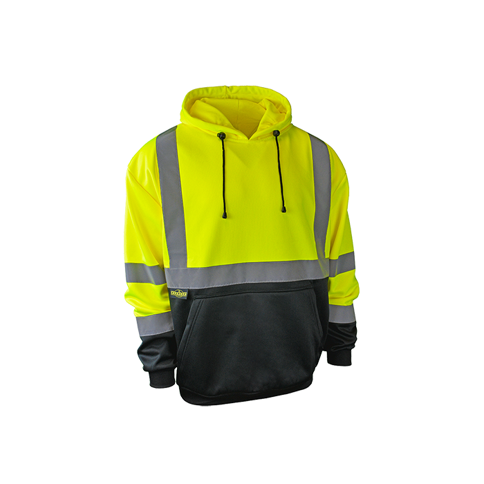 Radians SJ02B-3PGS Hi Vis Yellow Class 3 Color Blocked Hooded Sweatshirt  - Type R - Class 3 - XLarge - (CLOSEOUT)