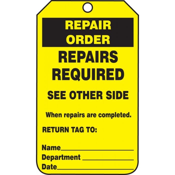 Repair Status Safety Tag: Repair Order 25 / Pack