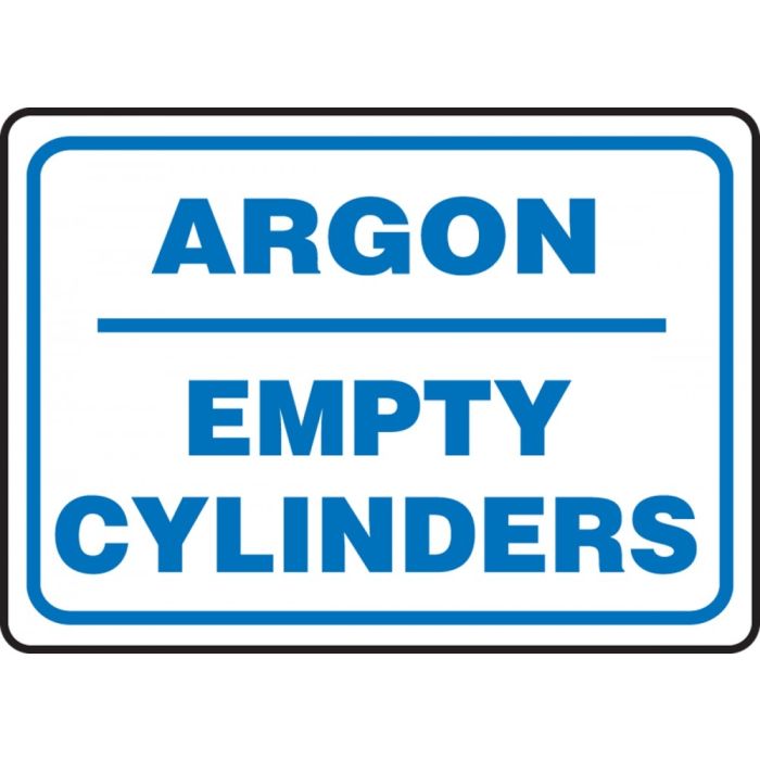 Safety Sign: Argon - Empty Cylinders - Plastic - 10" x 14"