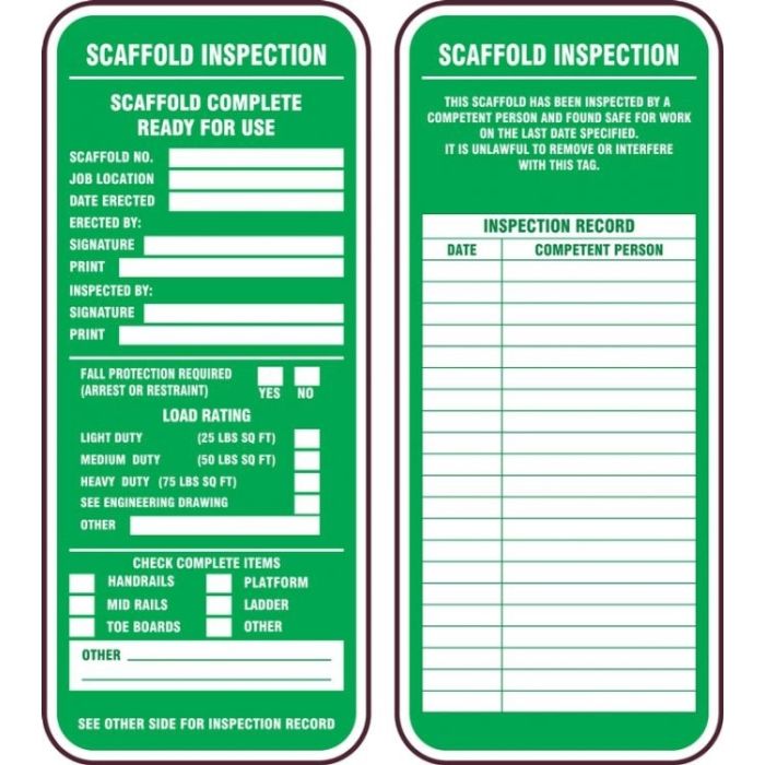 Scaffold Status Safety Tag: Scaffold Complete Ready For Use - 25/Pack